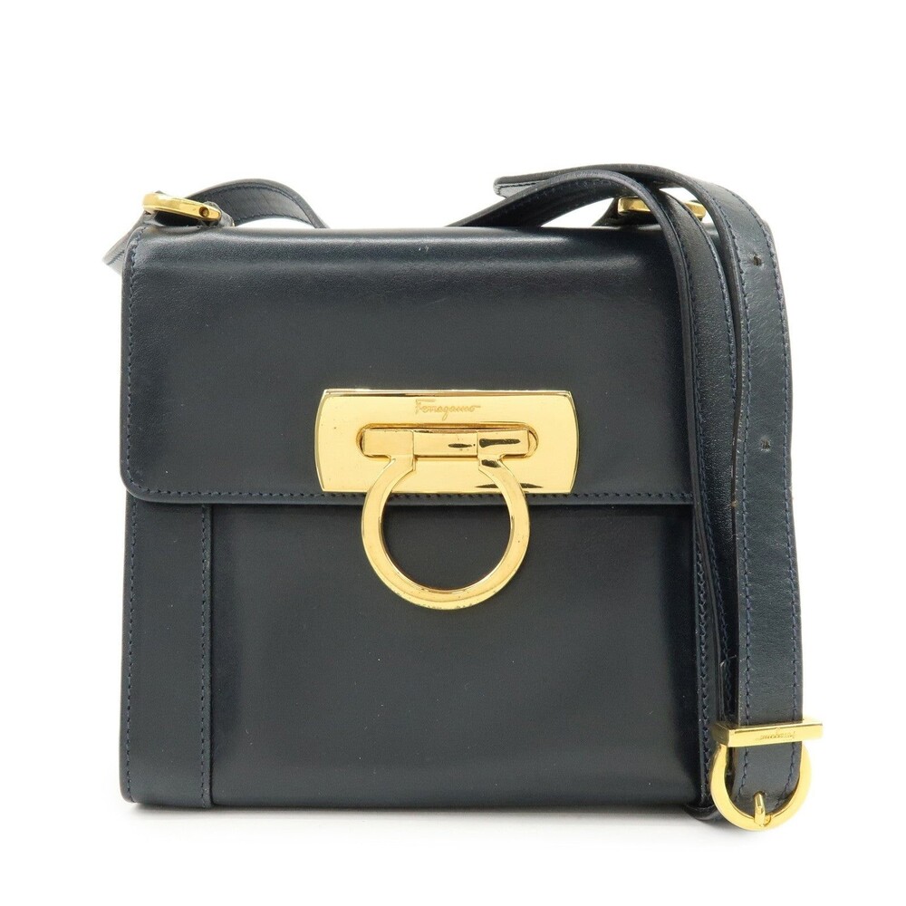 Ferragamo Gancini Calfskin Crossbody Bag Blue